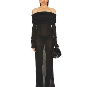 Chic Black Off-Shoulder Sheer Dress